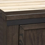 Lit de rangement queen à panneau de planches gris foncé avec accents de métal martelé – 1 place