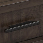 Lit de rangement queen à panneau de planches gris foncé avec accents de métal martelé – 1 place
