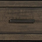 Lit de rangement queen à panneau de planches gris foncé avec accents de métal martelé – 1 place
