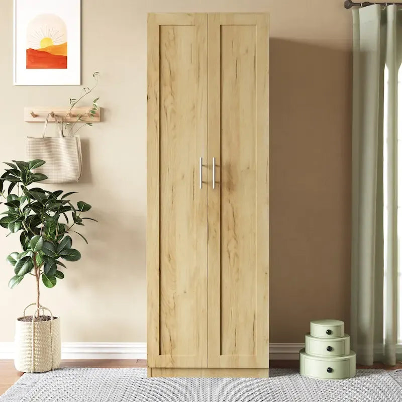 Armoire 2 portes avec 3 étagères Chêne / Blanc / Noyer