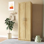 Armoire 2 portes avec 3 étagères Chêne / Blanc / Noyer