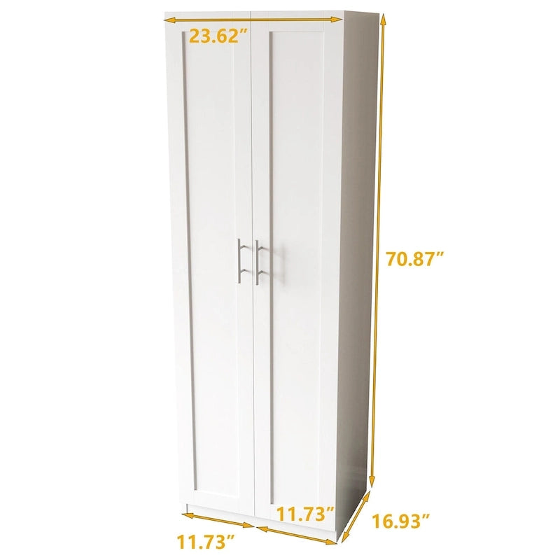 Armoire 2 portes avec 3 étagères Chêne / Blanc / Noyer