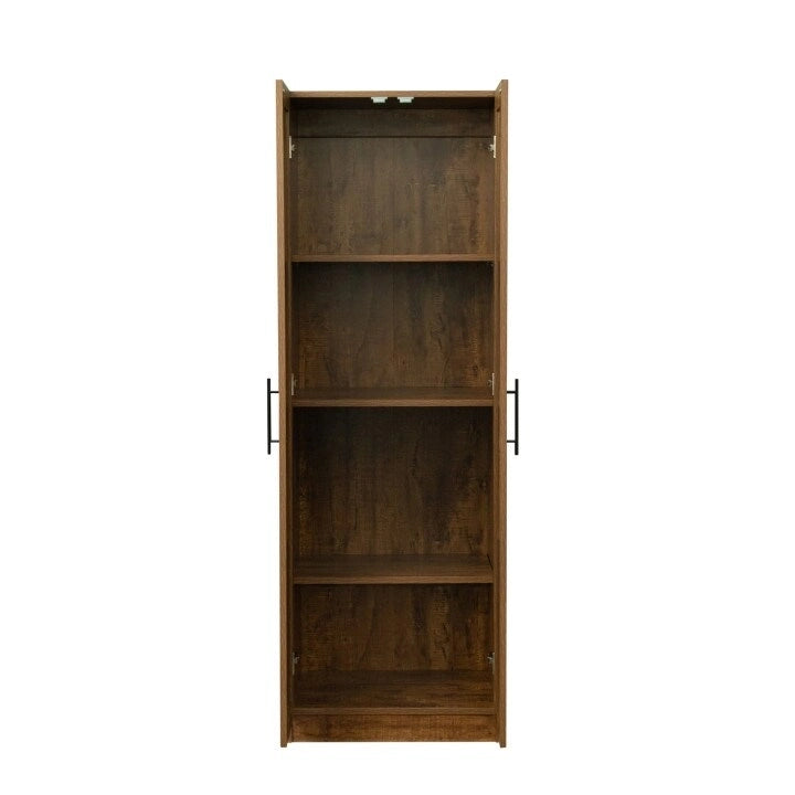 Armoire 2 portes avec 3 étagères Chêne / Blanc / Noyer