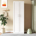 Armoire 2 portes avec 3 étagères Chêne / Blanc / Noyer