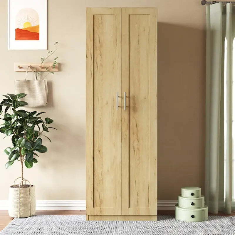 Armoire 2 portes avec 3 étagères Chêne / Blanc / Noyer