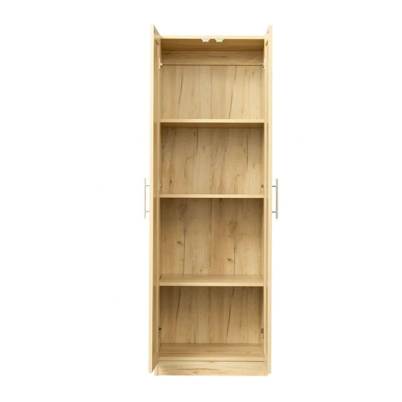 Armoire 2 portes avec 3 étagères Chêne / Blanc / Noyer