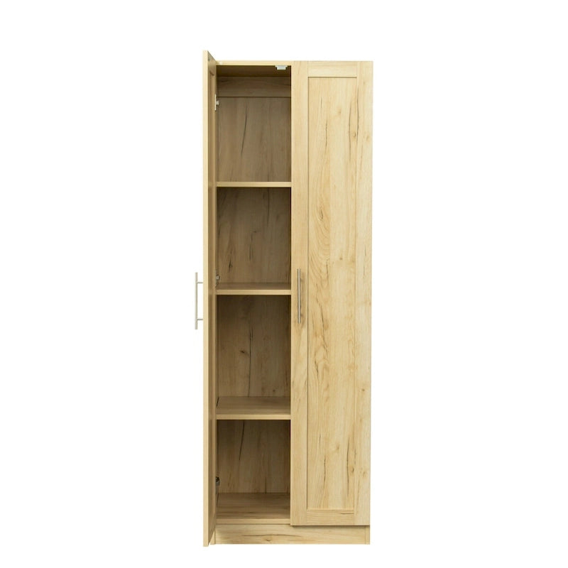 Armoire 2 portes avec 3 étagères Chêne / Blanc / Noyer