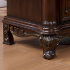Commode 5 tiroirs en bois massif, blanc/cerisier, style baroque, avec détails sculptés et intérieur en cèdre