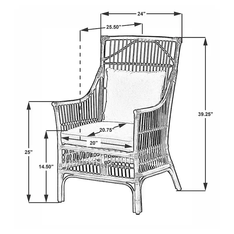 Fauteuil rembourré à lattes en rotin gris-brun – 1 place