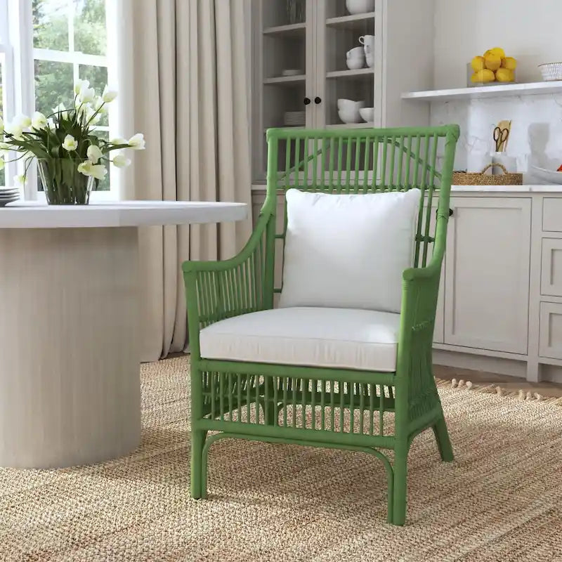 Fauteuil rembourré à lattes en rotin gris-brun – 1 place