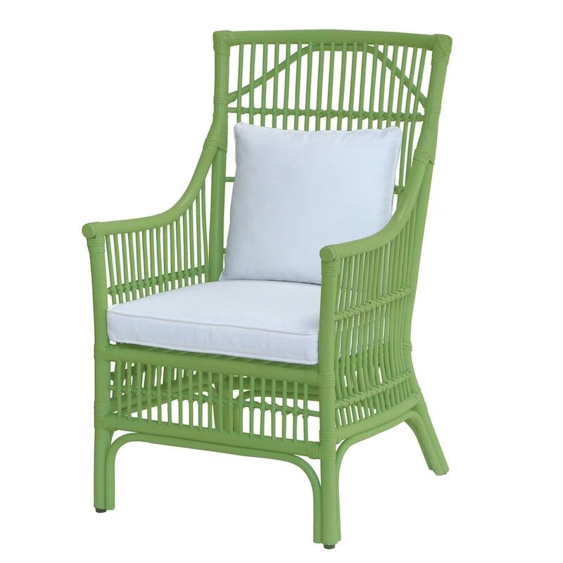 Fauteuil rembourré à lattes en rotin gris-brun – 1 place