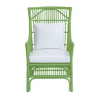 Fauteuil rembourré à lattes en rotin gris-brun – 1 place