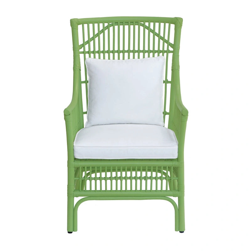 Fauteuil rembourré à lattes en rotin gris-brun – 1 place