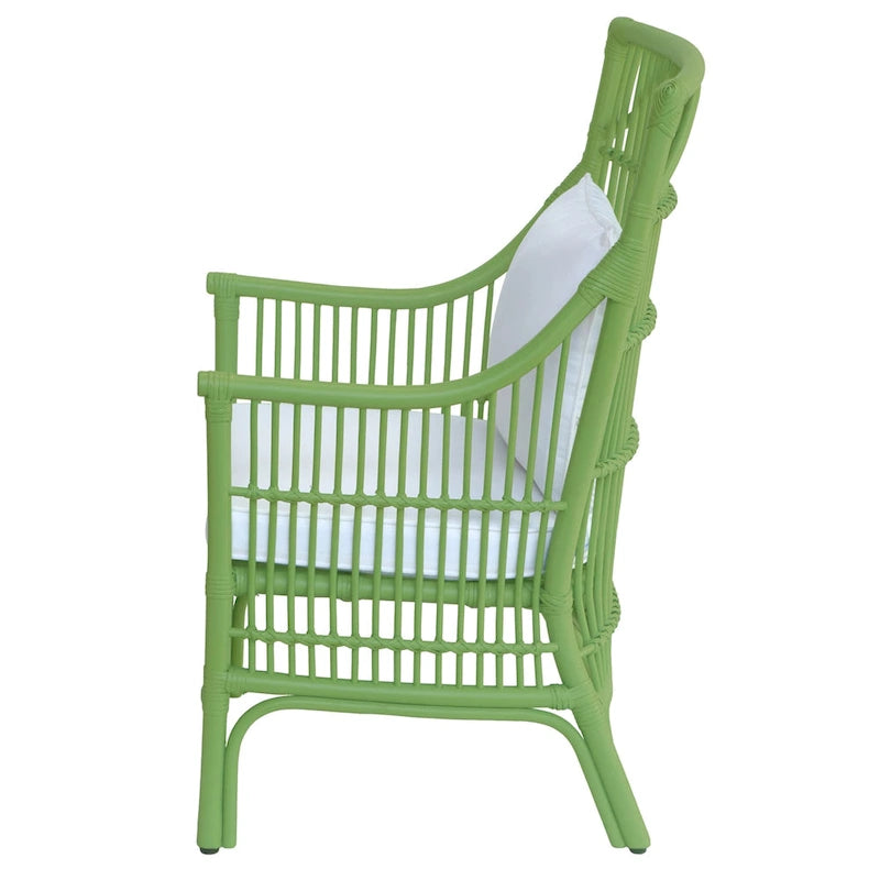 Fauteuil rembourré à lattes en rotin gris-brun – 1 place