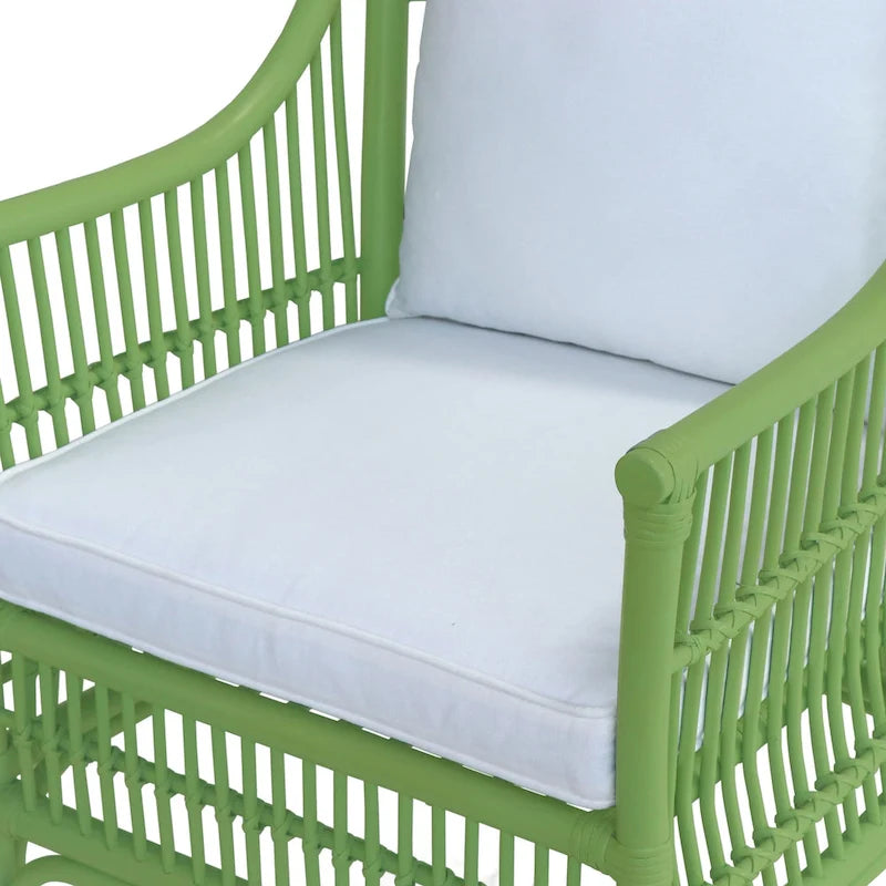 Fauteuil rembourré à lattes en rotin gris-brun – 1 place
