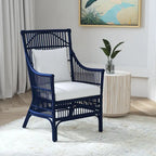 Fauteuil rembourré à lattes en rotin gris-brun – 1 place