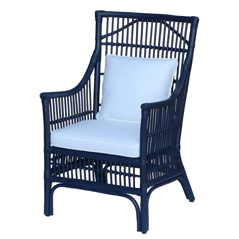 Fauteuil rembourré à lattes en rotin gris-brun – 1 place