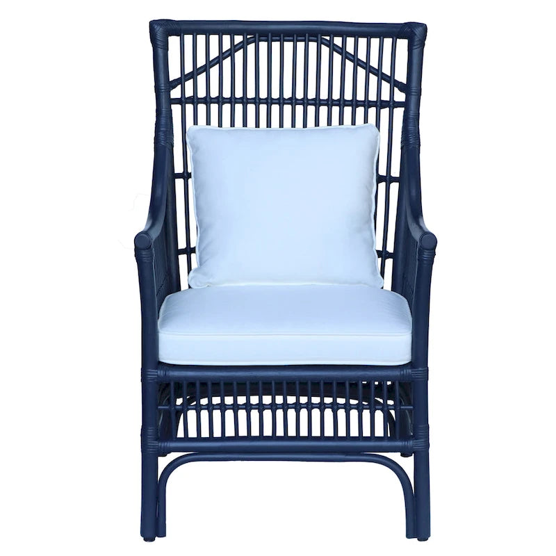 Fauteuil rembourré à lattes en rotin gris-brun – 1 place