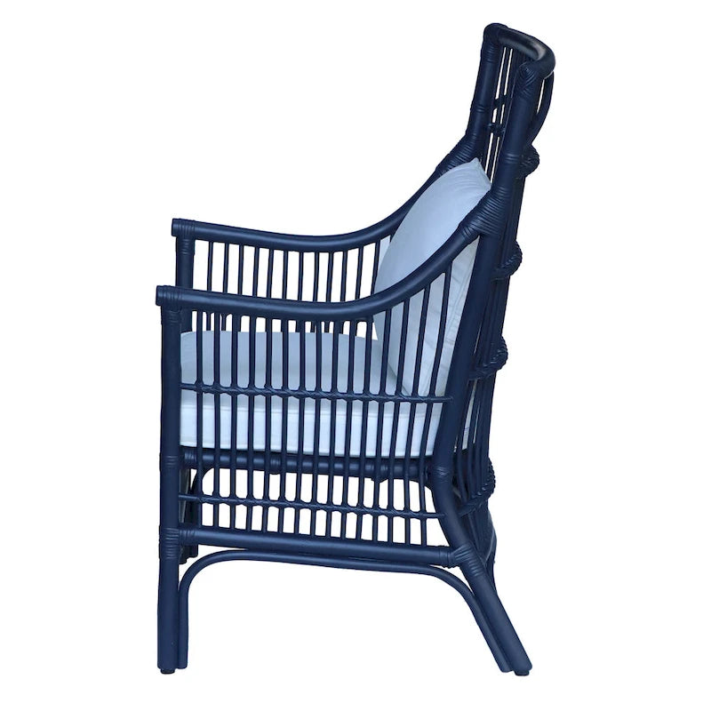 Fauteuil rembourré à lattes en rotin gris-brun – 1 place