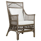 Fauteuil rembourré à lattes en rotin gris-brun – 1 place