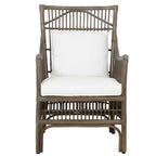 Fauteuil rembourré à lattes en rotin gris-brun – 1 place