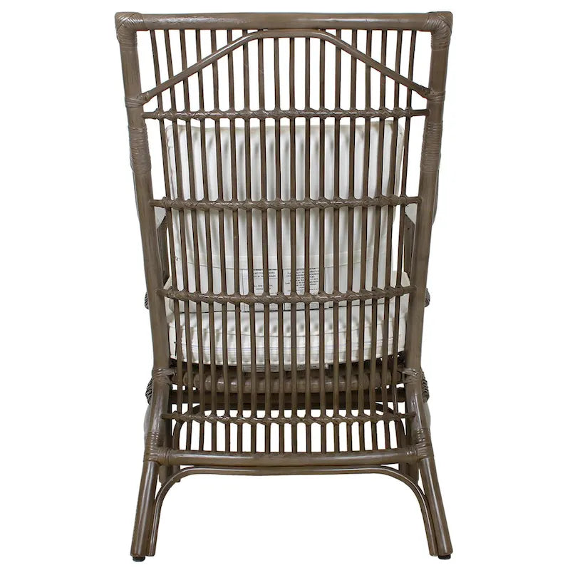 Fauteuil rembourré à lattes en rotin gris-brun – 1 place