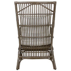 Fauteuil rembourré à lattes en rotin gris-brun – 1 place