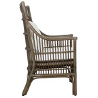 Fauteuil rembourré à lattes en rotin gris-brun – 1 place