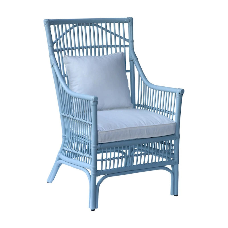 Fauteuil rembourré à lattes en rotin gris-brun – 1 place