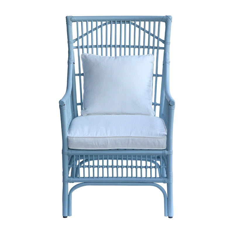 Fauteuil rembourré à lattes en rotin gris-brun – 1 place