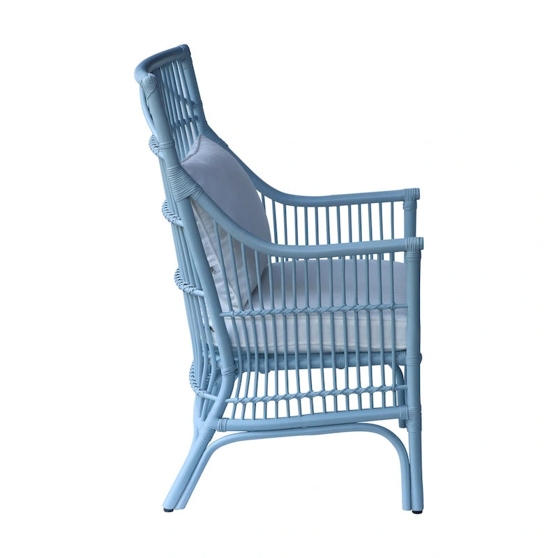 Fauteuil rembourré à lattes en rotin gris-brun – 1 place