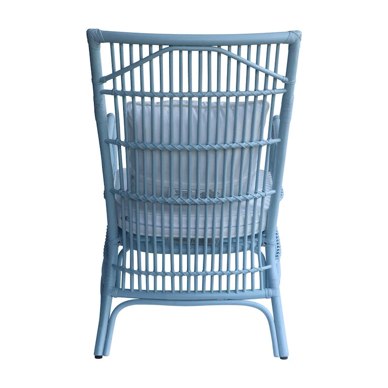 Fauteuil rembourré à lattes en rotin gris-brun – 1 place