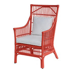 Fauteuil rembourré à lattes en rotin gris-brun – 1 place