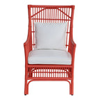 Fauteuil rembourré à lattes en rotin gris-brun – 1 place
