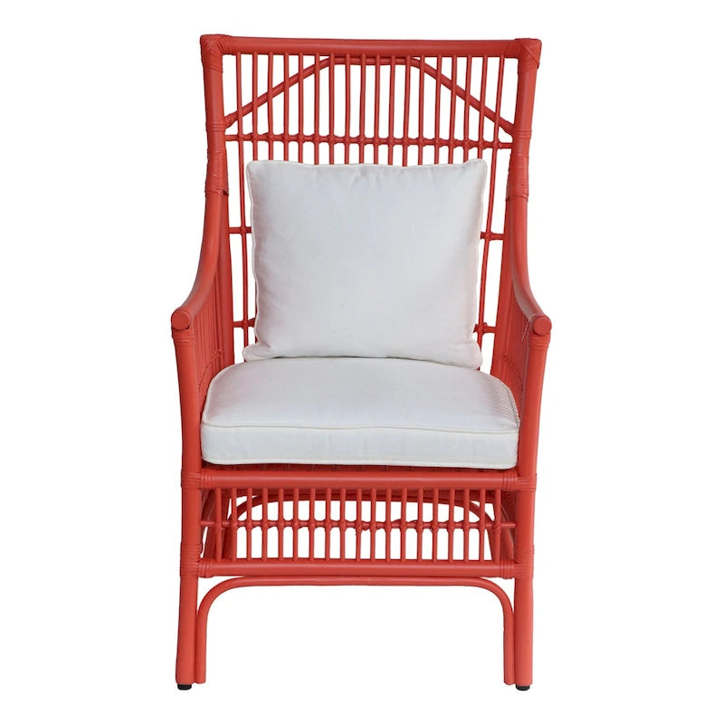 Fauteuil rembourré à lattes en rotin gris-brun – 1 place