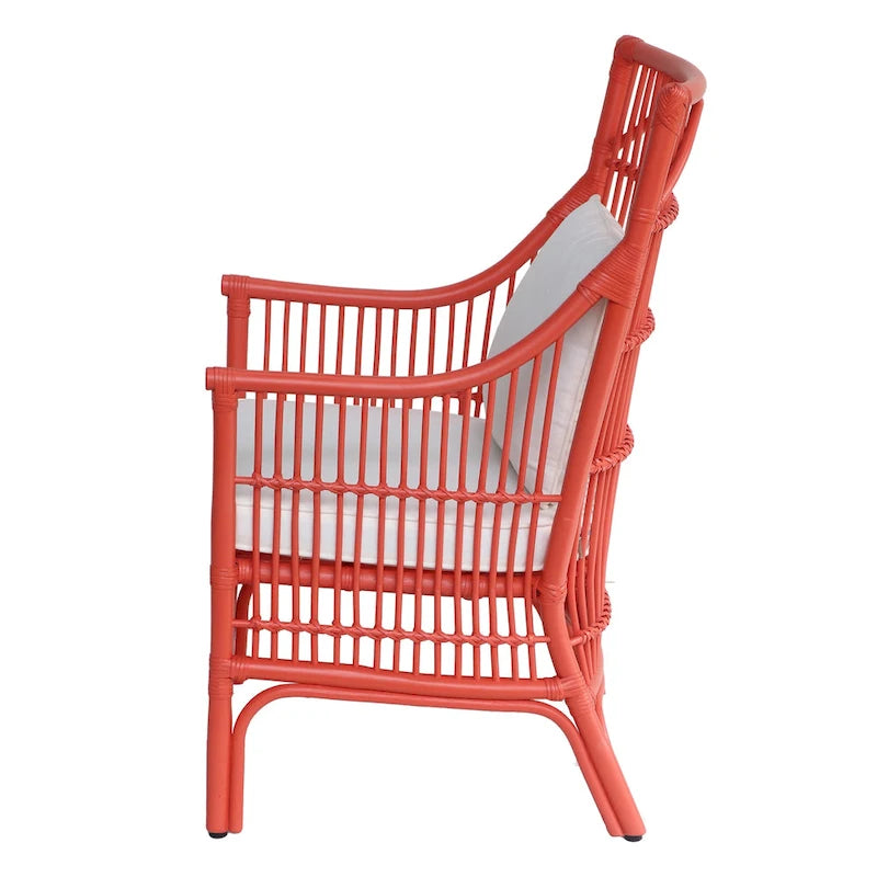 Fauteuil rembourré à lattes en rotin gris-brun – 1 place