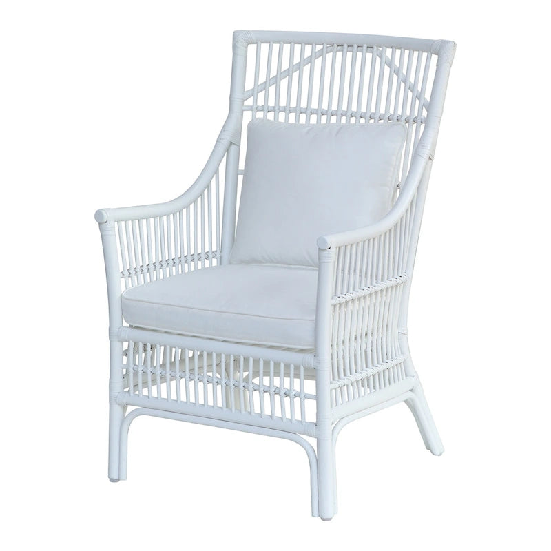 Fauteuil rembourré à lattes en rotin gris-brun – 1 place