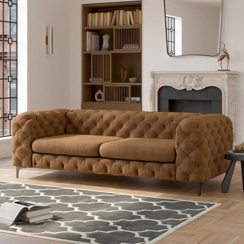 Canapé Chesterfield 3 places en velours capitonné – Plusieurs coloris disponibles
