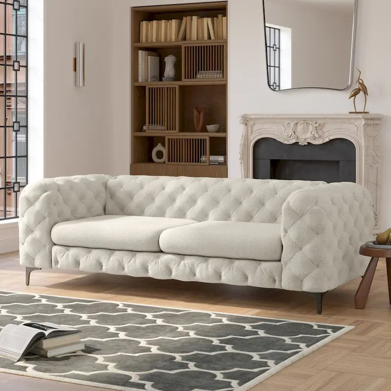 Canapé Chesterfield 3 places en velours capitonné – Plusieurs coloris disponibles