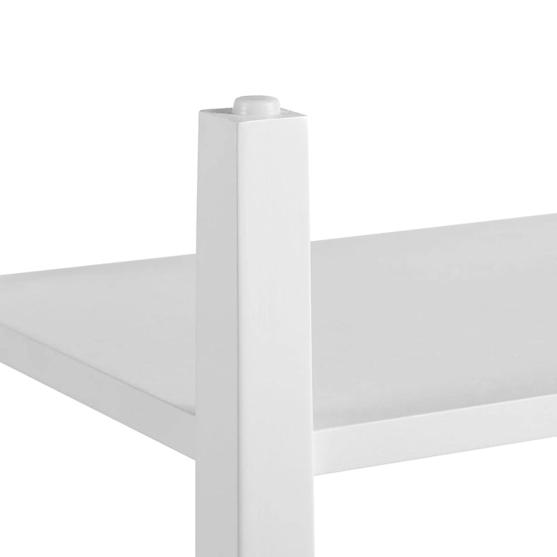 Table d'appoint étroite grise/blanche avec station de charge intégrée, tiroir et étagères