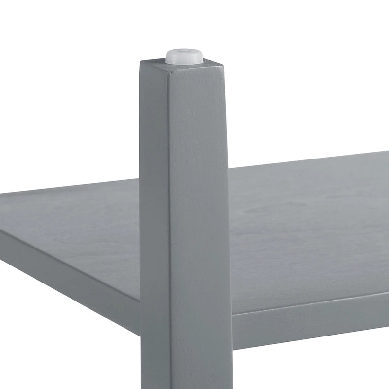 Table d'appoint étroite grise/blanche avec station de charge intégrée, tiroir et étagères