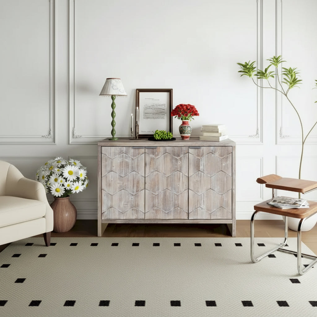 Accent Cabinet 3 Door Wooden Sideboard Buffet Server Cabinet