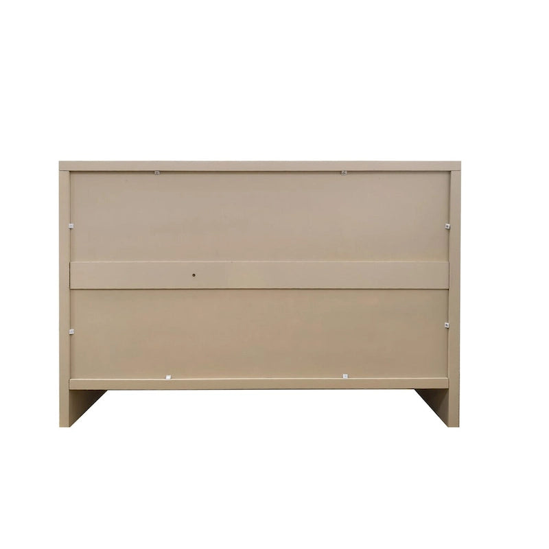 Bahut/Meuble de rangement 3 portes en bois naturel cannelé avec étagères réglables