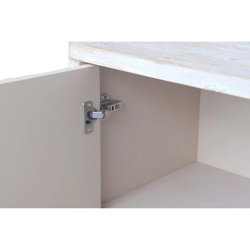 Bahut/Meuble de rangement 3 portes en bois naturel cannelé avec étagères réglables