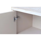 Bahut/Meuble de rangement 3 portes en bois naturel cannelé avec étagères réglables