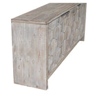Bahut/Meuble de rangement 3 portes en bois naturel cannelé avec étagères réglables