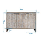 Bahut/Meuble de rangement 3 portes en bois naturel cannelé avec étagères réglables