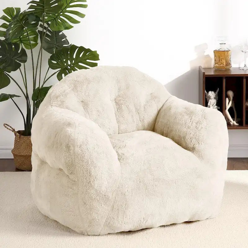 Fauteuil poire en mousse à mémoire de forme et fausse fourrure – 1 place, plusieurs coloris