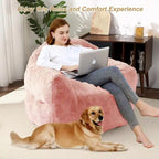 Fauteuil poire en mousse à mémoire de forme et fausse fourrure – 1 place, plusieurs coloris