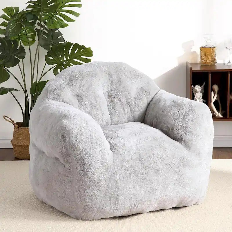 Fauteuil poire en mousse à mémoire de forme et fausse fourrure – 1 place, plusieurs coloris